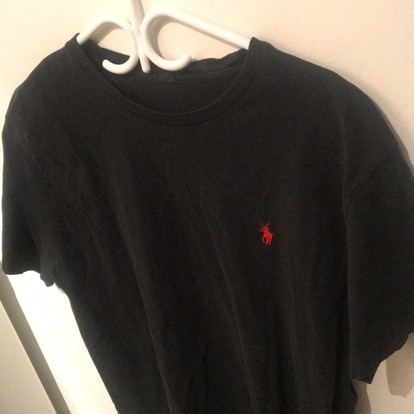 Stylish Ralph Lauren Jet Black Tee with Blood Red Logo Sharp! - Picture 2 of 4